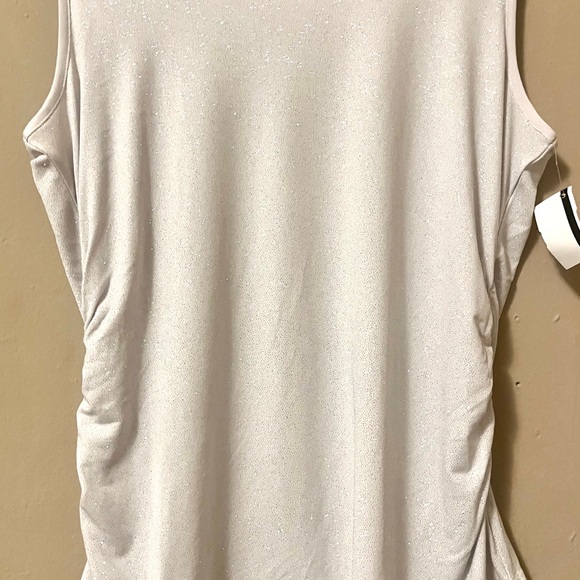 🍭 3/$30 white silver glitter glam tank top with ruched sides - Picture 9 of 15